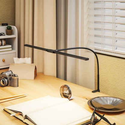 LED Desk Lamp with Clamp, Double Head Table Lamp with 3 Colour Modes & 10 Brightness Levels