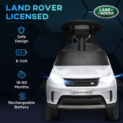 2-in-1 Land Rover Licensed 6V Kids Electric Ride On Car, Sliding Car w/ Headlights, Music, for 18-60 Months, White