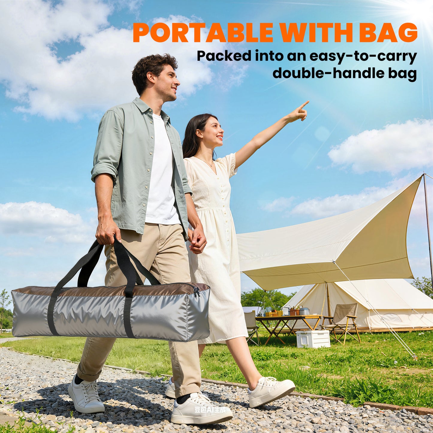 Double Layer Instant Pop Up Tent with Rainfly, Portable Camping Shelter with Sewn-in Groundsheet and Carry Bag, Brown