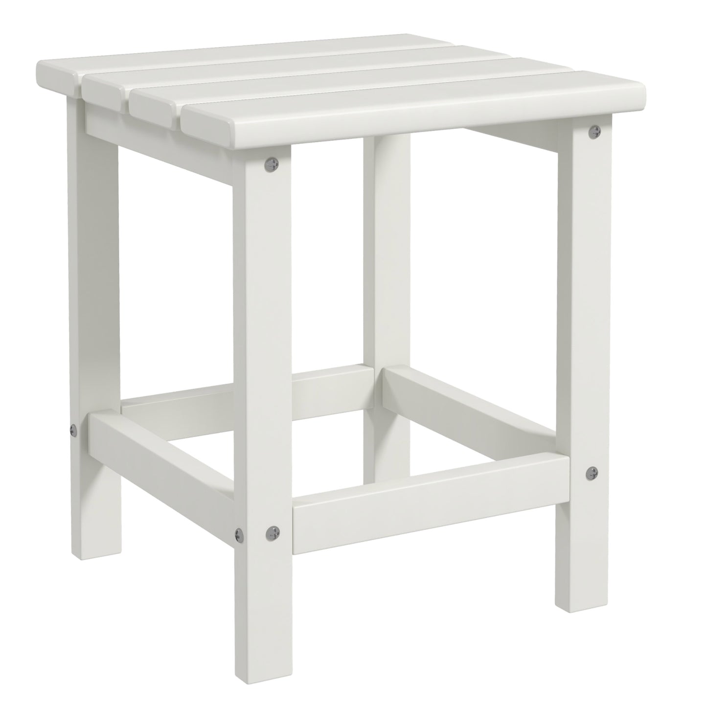 Square Coffee Table, HDPE Tabletop and Frame for Porch, Garden, Side Table, 38 x 38 x 46 cm, White