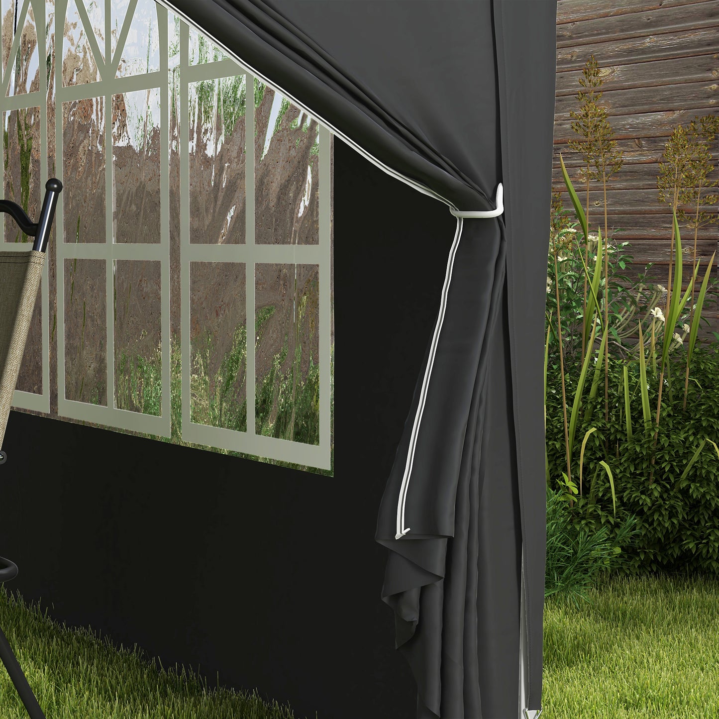 3x3(m) Pop-Up Gazebo, with Curtain Walls and Windows, Black