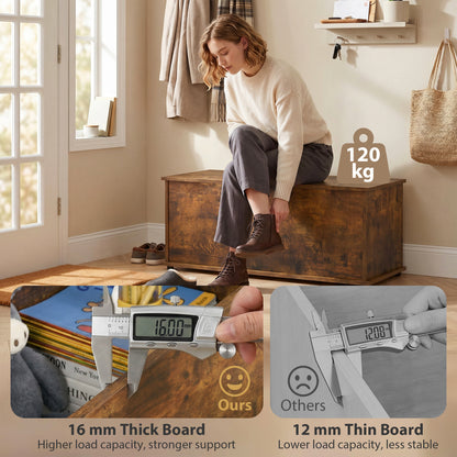 Storage Chest, Large 113L Blanket Box, Shoe Bench with Safety Hinged Lid, Storage Trunk, Bed End Bench for Bedroom, Hallway