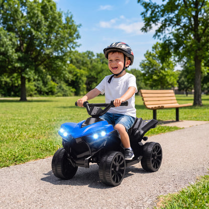 6V Kids ATV, 4 Wheeler Electric Ride on Car with Music and LED Headlights, for Ages 18-56 Months Boys and Girls, Blue