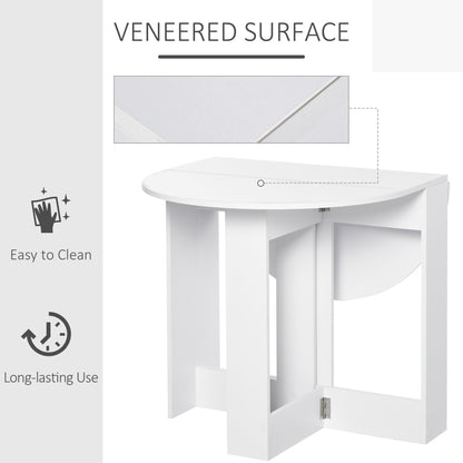 Space-saving Drop Leaf Table, Folding Dining Table for Small Space, Kitchen, Dining Room, White