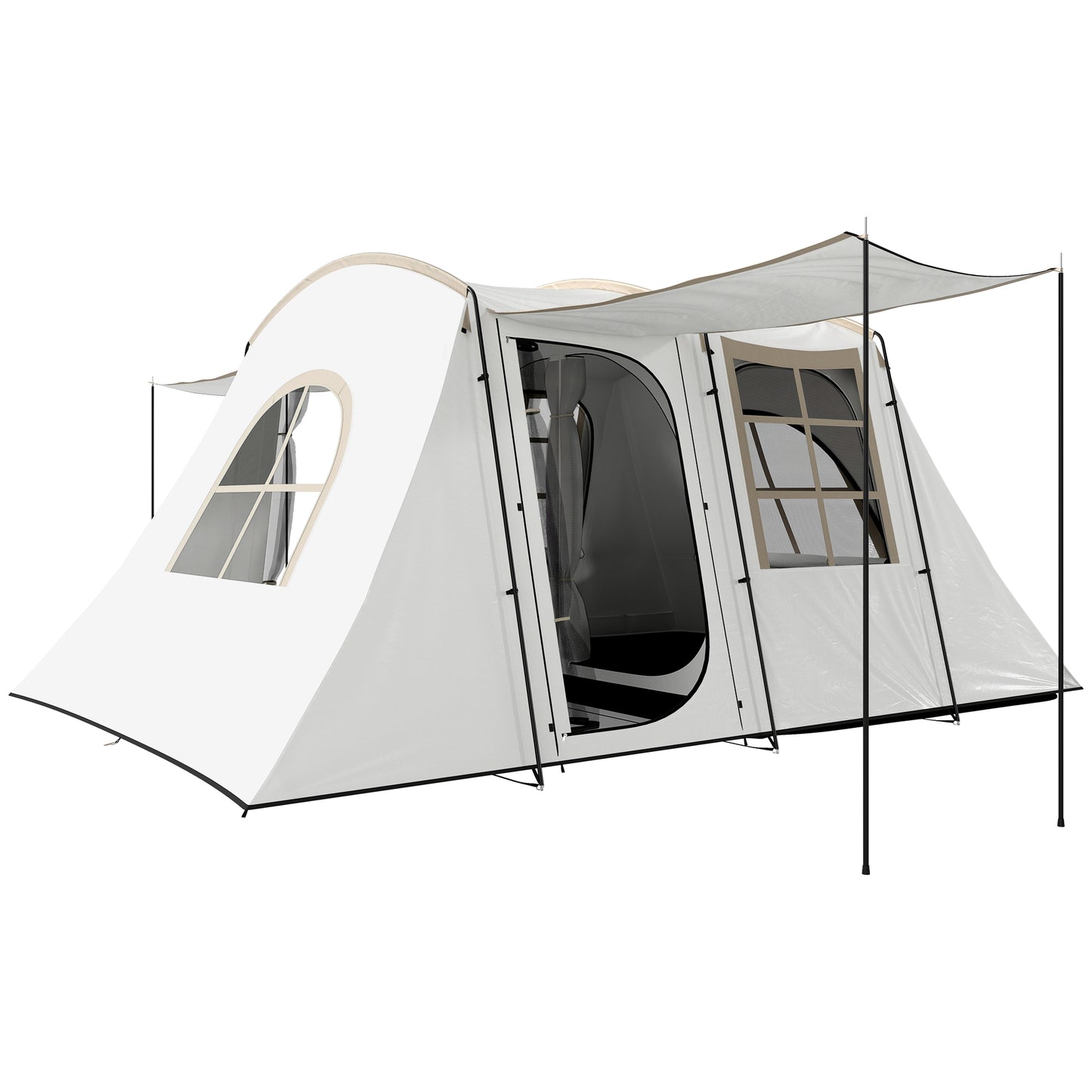 4 Man Tunnel Tent, Family Camping Tent with Porch, Bedroom and Living Area, Sewn in Groundsheet, 3000mm Waterproof