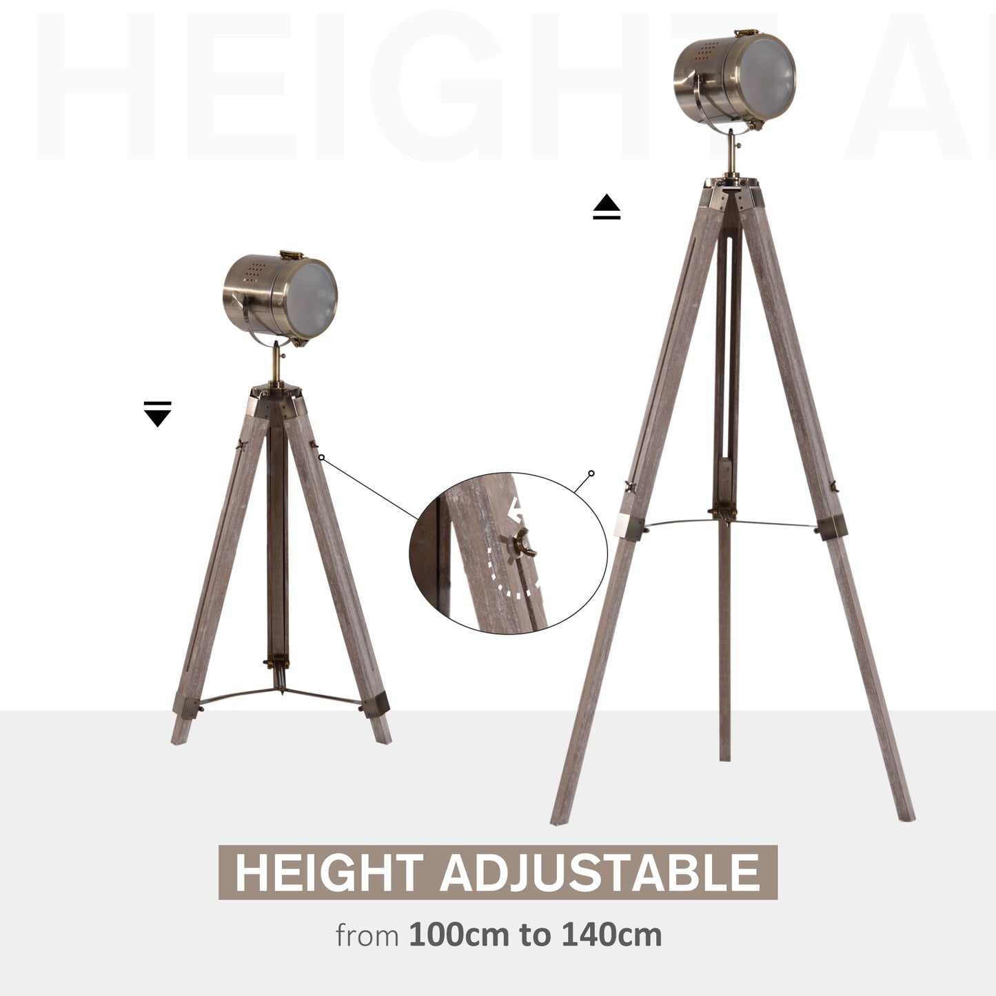 Industrial Tripod Floor Lamp – Grey & Bronze