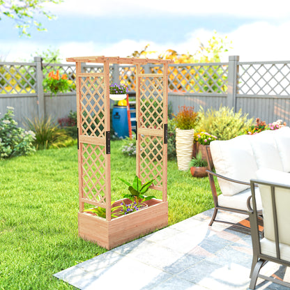 Fir Wood 110 x 44 cm Planter and Trellis Garden Bed