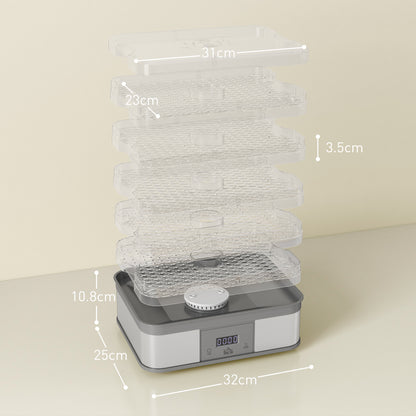 5 Tier Food Dehydrator, 245W Stainless Steel Food Dryer Machine with Adjustable Temperature