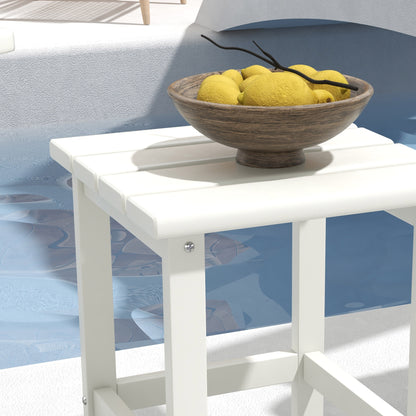 Square Coffee Table, HDPE Tabletop and Frame for Porch, Garden, Side Table, 38 x 38 x 46 cm, White
