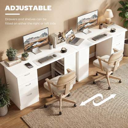 Computer Desk with Drawers, Home Office Desk, Writing Table, PC Workstation with 3 Storage Shelves for Working, Study