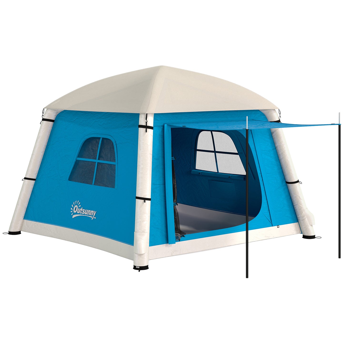 Inflatable Camping Tent w/ Hand Pump, Easy Setup 1/2 Person Blow Up Tent Waterproof 190T Taffeta w/ Mesh Windows