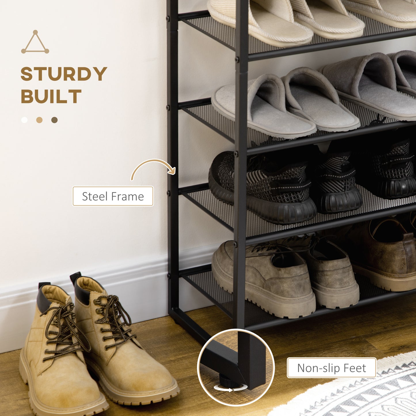 8-Tier Shoe Rack, Shoe Storage Organizer with Mesh Shelves