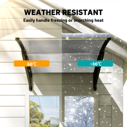 Front Door Canopy, Outdoor Awning, Rain Shelter for Window, Porch and Front/Back Door, 103 x 96.5 cm, Clear