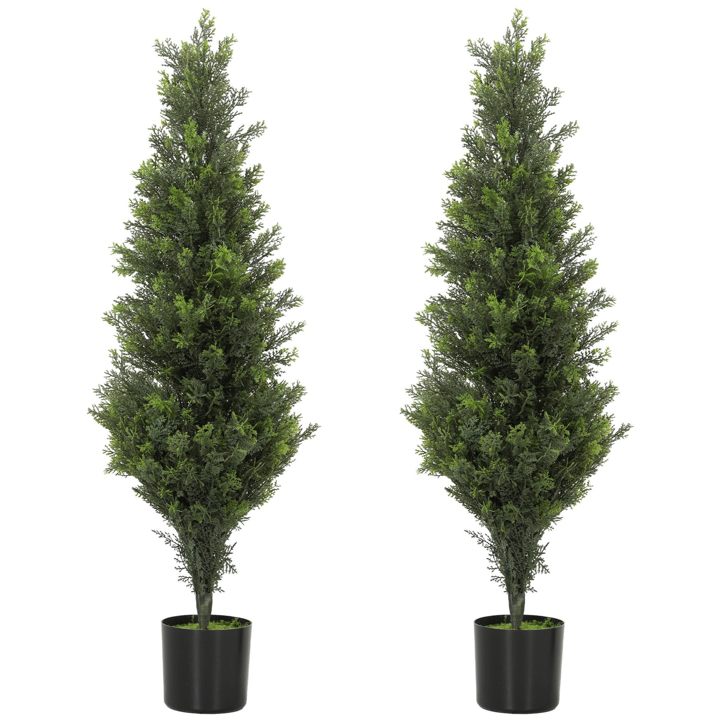 Set of 2 Decorative Artificial Plants Cypress in Weighted Pot, Fake Plant with 564 Leaves, 90cm