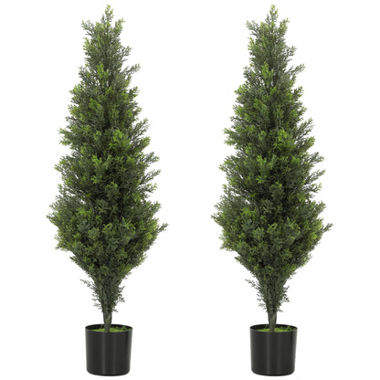 Set of 2 Decorative Artificial Plants Cypress in Weighted Pot, Fake Plant with 564 Leaves, 90cm