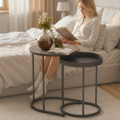 Set of Two Industrial Nesting Tables - Grey