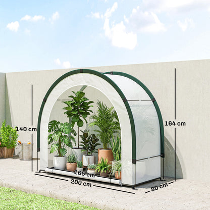 Foldable Small Greenhouse, Portable Green House Mini Greenhouse with Zipper Door, PE Base, 200 x 80 x 164 cm, Green