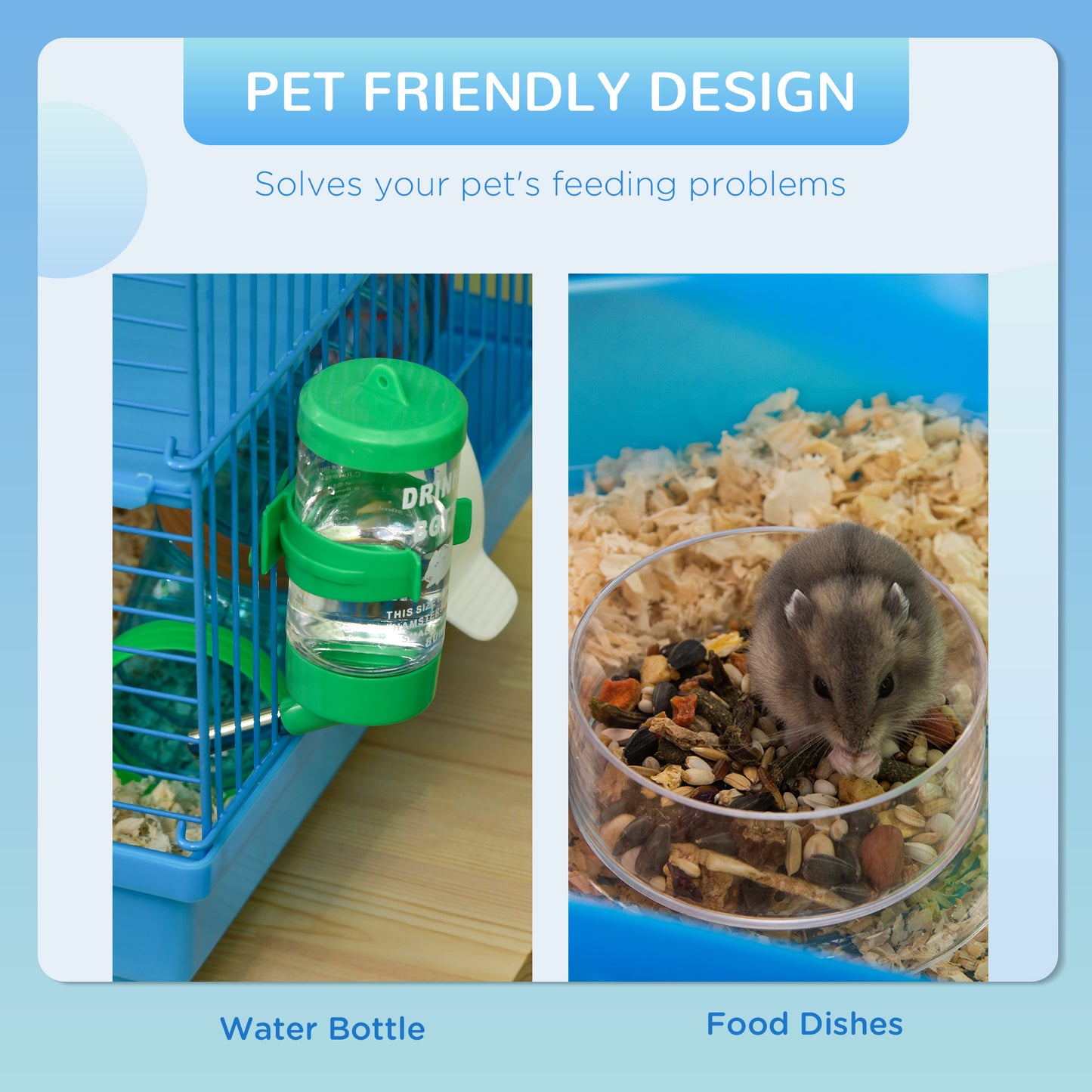 Hamster Cage, 5 Tier Carrier Habitat with Exercise Wheels Tunnel Tube Water Bottle Dishes House Ladder