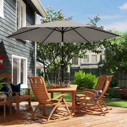 2.6 m Garden Parasol Umbrella with Aluminium Pole, Outdoor Patio Umbrella with Tilt and Crank, Vent, Light Grey