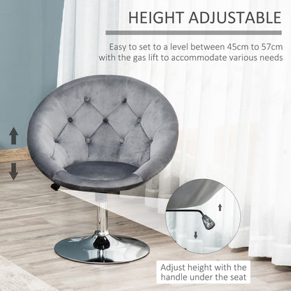 Swivel Dressing Stool, Velvet-feel Upholstered Vanity Chair