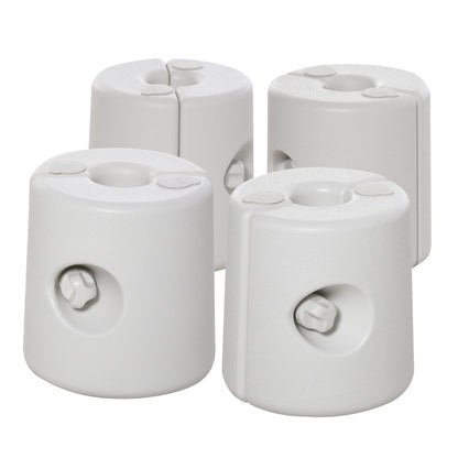 4 Pack 36 kg Gazebo Weights, Canopy Tent Weights with Rapid Clip, Gazebo Leg Weights Fill with Sand or Water, White