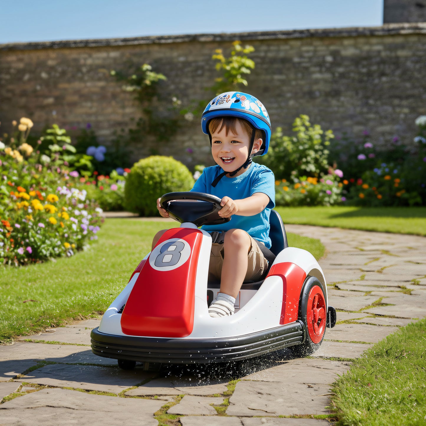 Kids Bumper Car with 360-Degree Rotation, 6V Electric Ride On Car with Music and Horn for 3-8 Years Old, Red