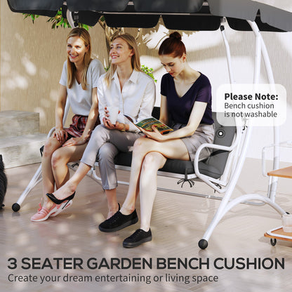3 Seater Bench Pad, Garden Swing Chair Cushion with Back and Ties