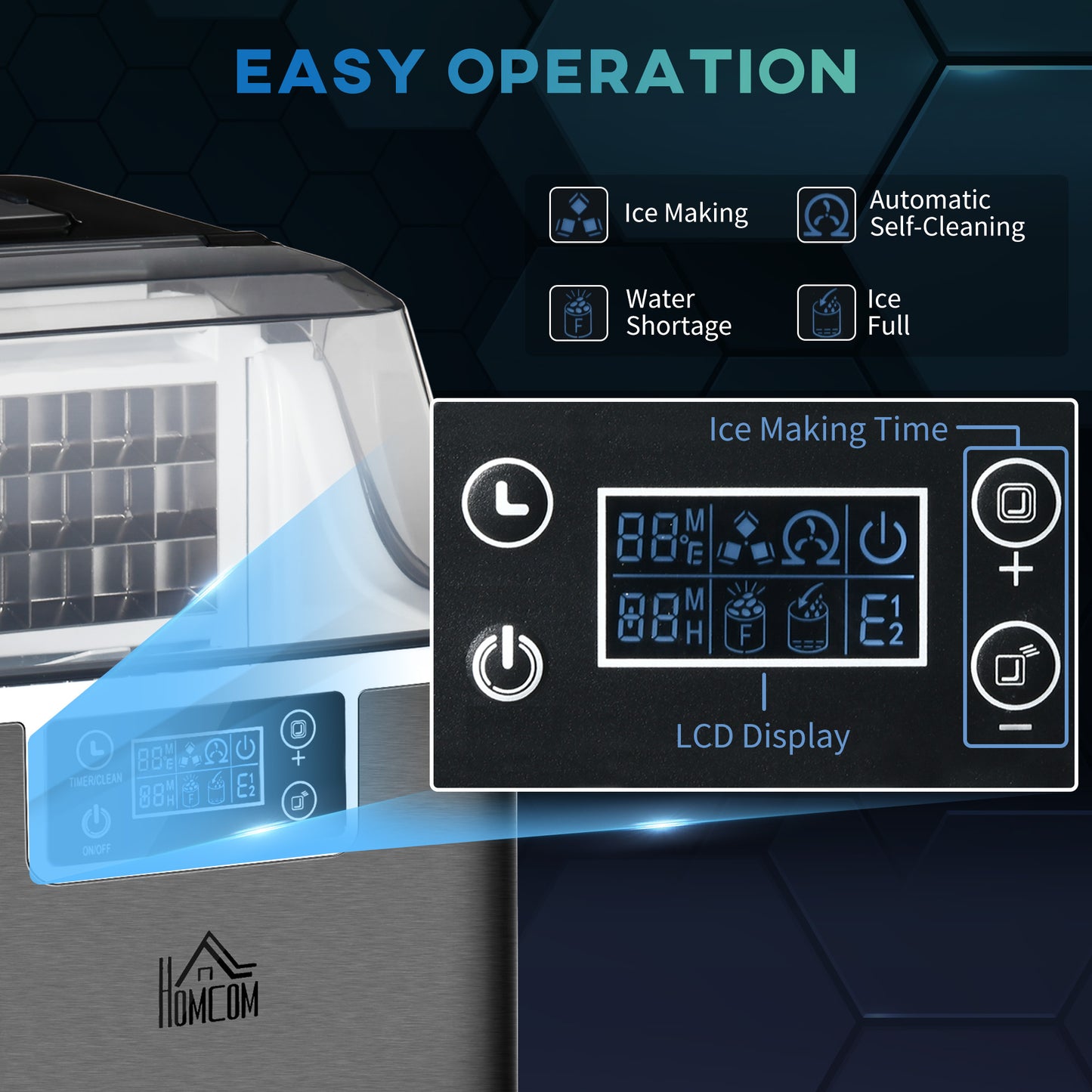 3.2L Compact Ice Machine, with LCD Screen and Accessories - Black