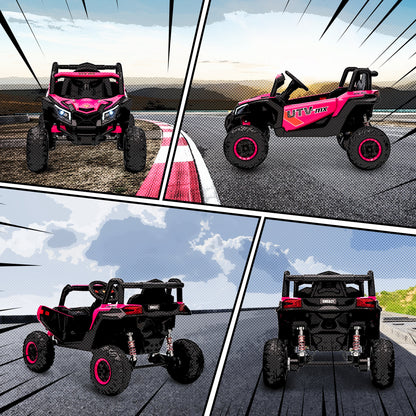 12V Kids Ride On Car with Remote Control, Kids Electric Car with Suspension System, Music, for Kids 3-5 Years, Pink