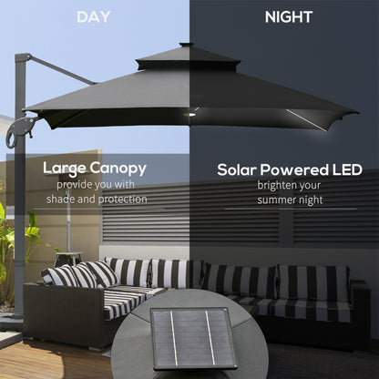 3 x 3(m) Aluminum Sun Square Canopy Top w/ Adjustable Pole Angle Dark Grey