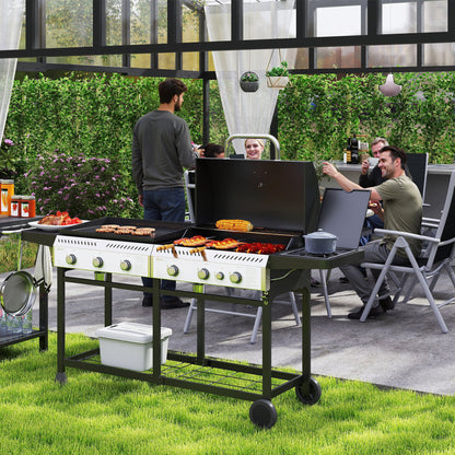 17kW Deluxe Duo Gas BBQ, with Grill, Plancha and Side Burner - Black