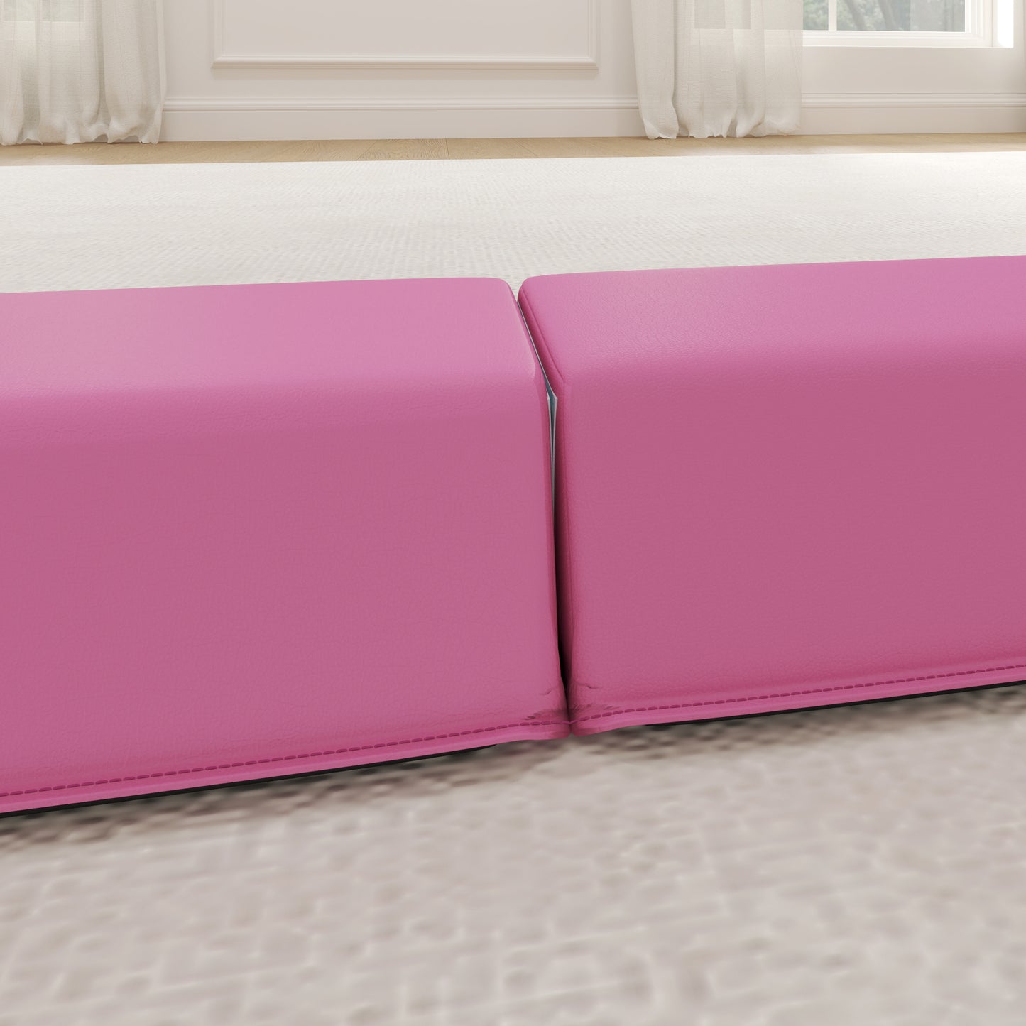 7.7ft Folding Gymnastics Beam, Floor Balance Beam for Kids with Anti-Slip Base, Gymnastics Equipment for Home, Pink