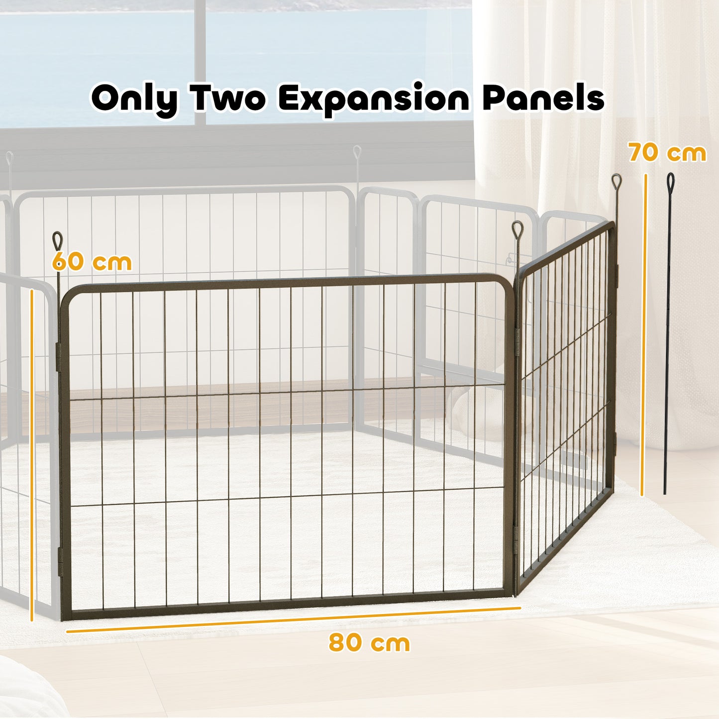 2 Piece Dog Pen Expansion Pack for 60cm High Pet Playpen with 3 Stakes, for Small Dogs
