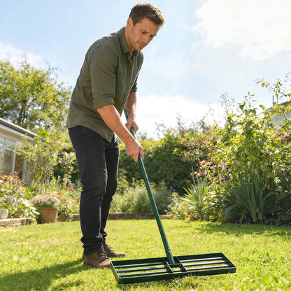 Lawn Levelling Rake, 76 x 26 cm Lawn Leveller Lute with 169 cm Handle for Grass Soil Sand Yard Golf Course