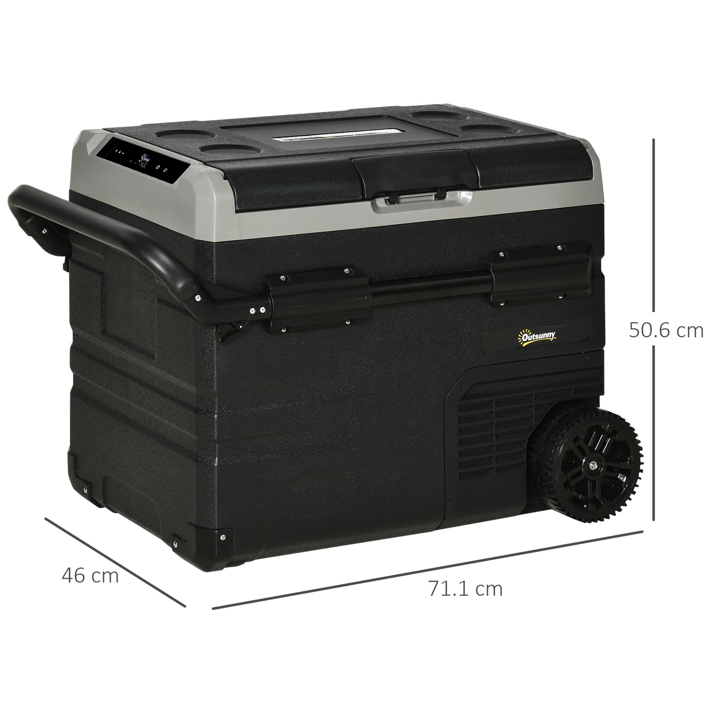 50L Camping Fridge, Portable Freezer Compressor Car Refrigerator with LED, Telescopic Handle
