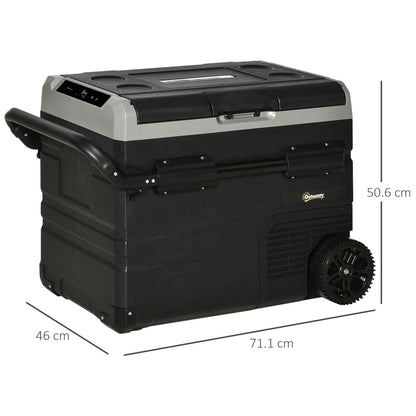 50L Camping Fridge, Portable Freezer Compressor Car Refrigerator with LED, Telescopic Handle