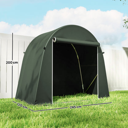 8 x 4 ft Garden Storage Tent, Waterproof Bike Tent with Roll-up Zipper Door and Galvanised Metal Frame, Green