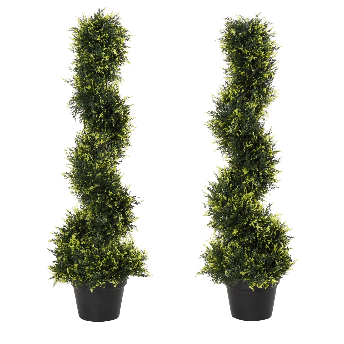 90cm/3FT Artificial Trees, Spiral Topiary Trees w/ Pot Set Of 2, Fake Indoor Greenery Plant Home Office Garden Decor Green
