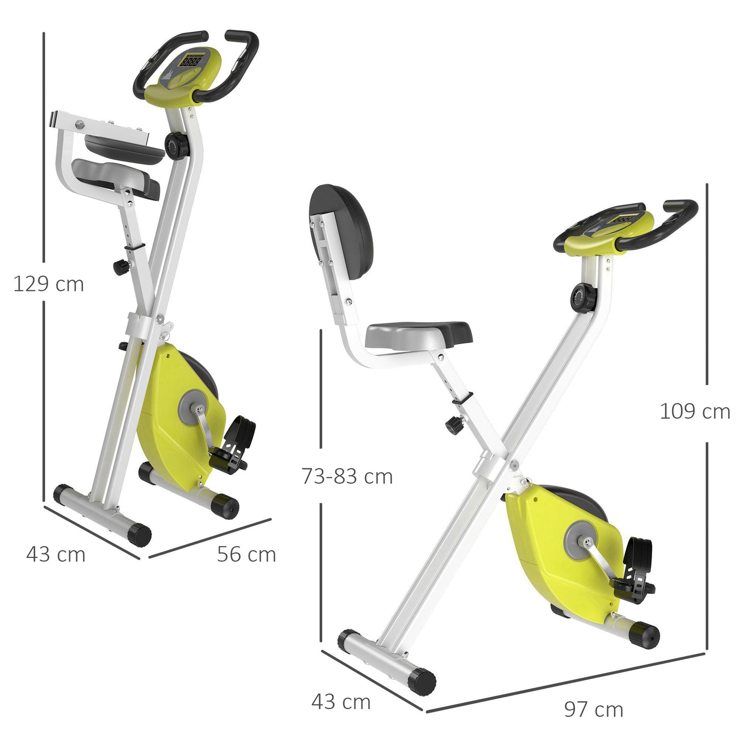 Folding Exercise Bike, Fitness Bicycle Indoor Trainer, Quiet 8-Level Magnetic Resistance, with LCD Monitor