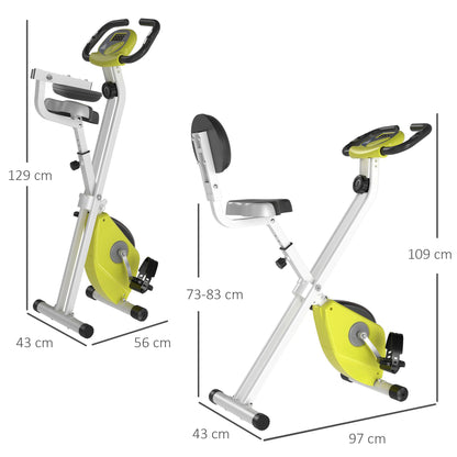 Folding Exercise Bike, Fitness Bicycle Indoor Trainer, Quiet 8-Level Magnetic Resistance, with LCD Monitor