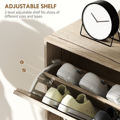 12-Shoe Flip Drawer Storage Cabinet - Brown Wood-Effect