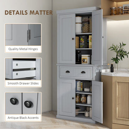 Multi-Storage Mid-Century Kitchen Cabinet - Grey