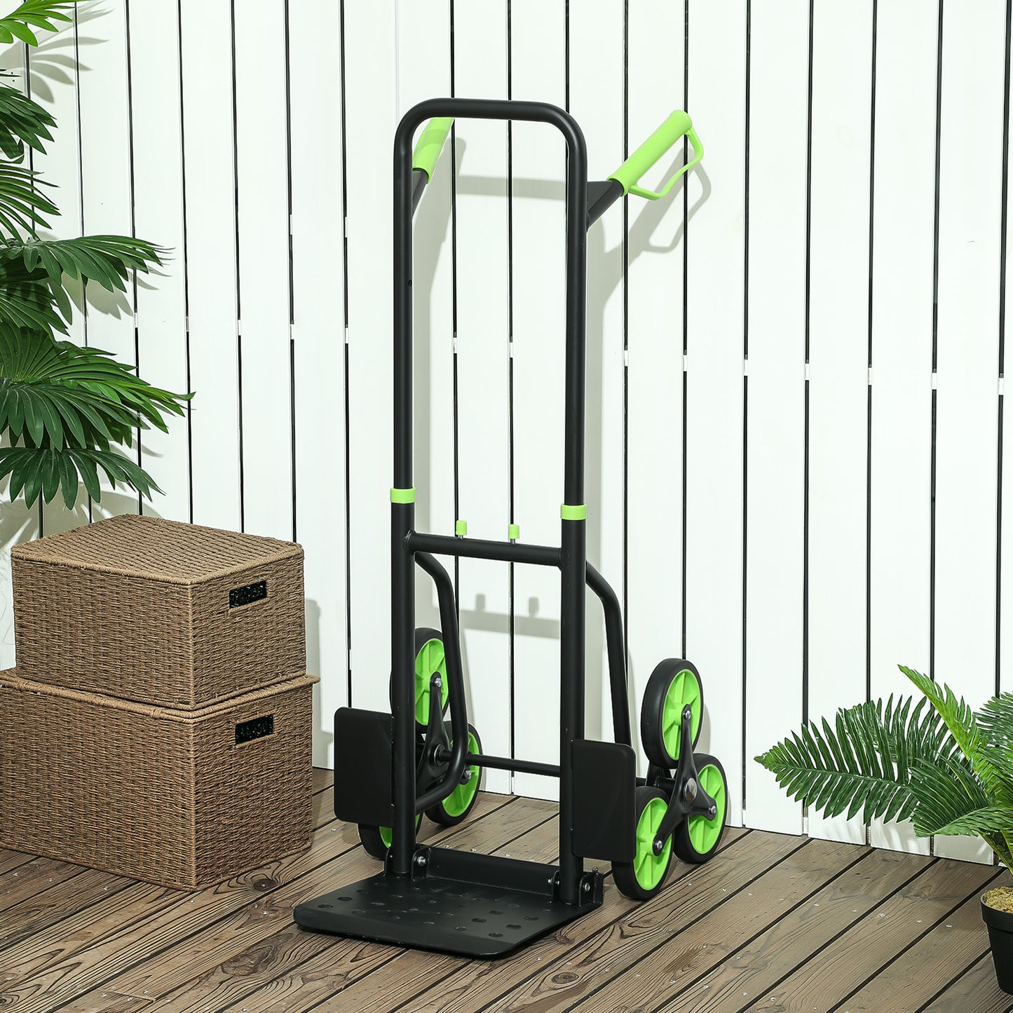 Six-Wheel Folding Sack Barrow Trolley - Black/Green