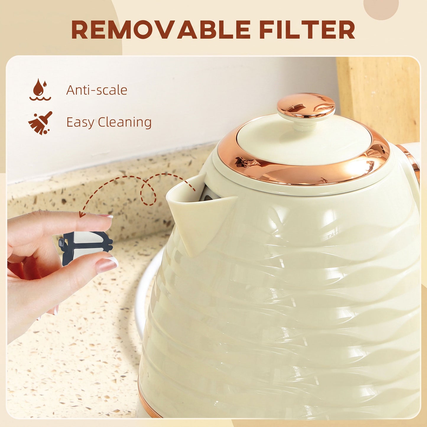 3kW Rapid Boil Honeycomb Kettle - Cream White