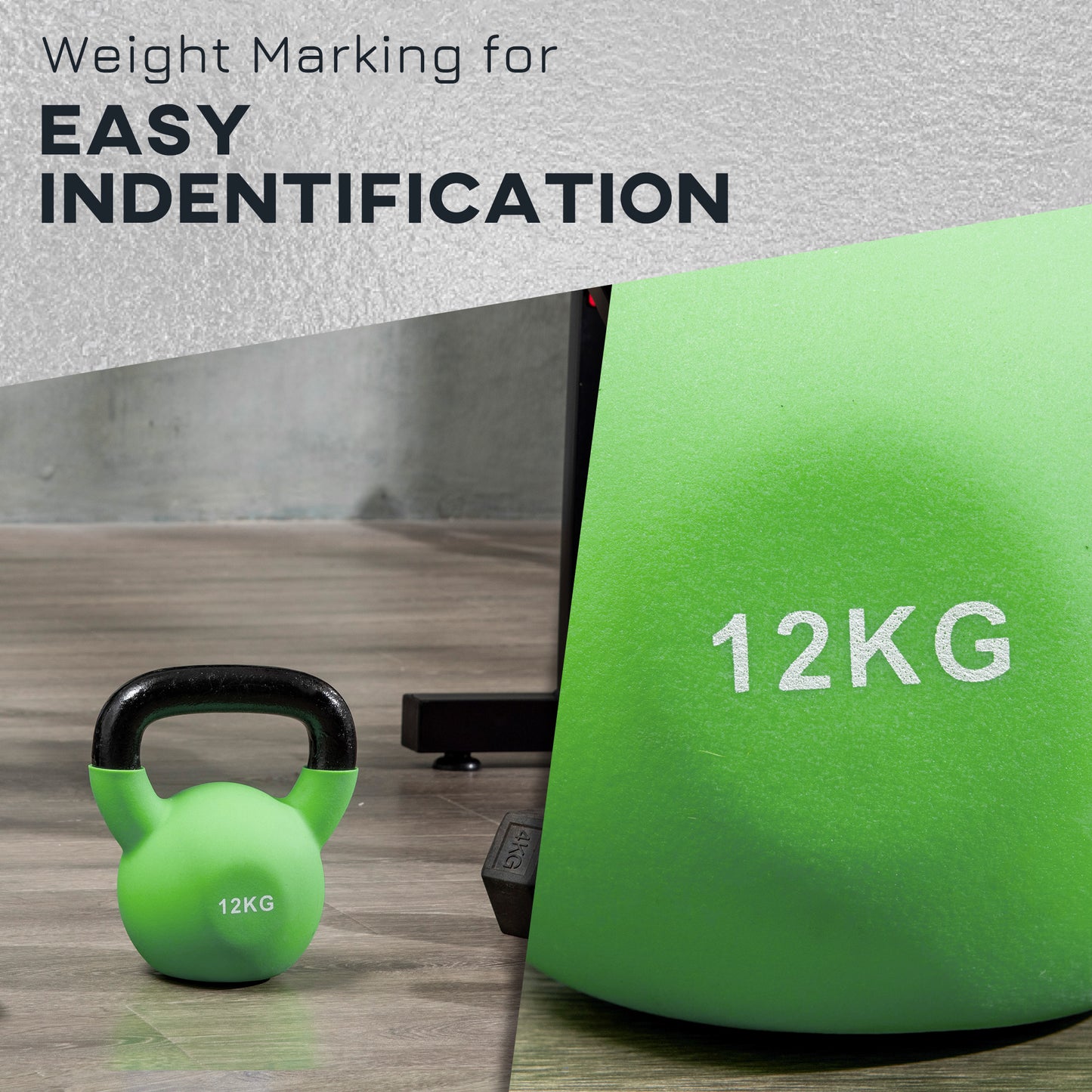 Kettlebell, 12kg Kettle Bell with Non-Slip Handle for Home Gym Weight Lifting and Strength Training, Green