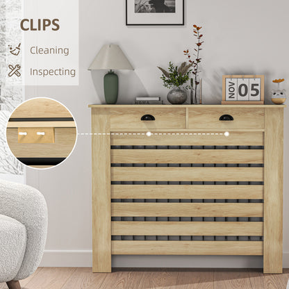 95.5H x 111Wcm Radiator Cover, with Drawer - Oak