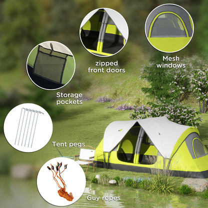 Camping Tent for 6 Man with 2000mm Water Resistant Rainfly and Carry Bag for Fishing Hiking Festival, Yellow