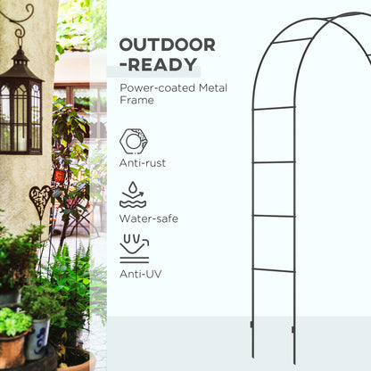 Outdoor Garden Arch, Metal Garden Arbor for Climbing Plants, Roses, Vines, Wedding Arch for Outdoor, 140L x 40W x 240H cm