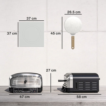 Outdoor Pizza Oven Dual Heat Control 6 Presets Electric Pizza Maker with 37 cm Stone and Peel