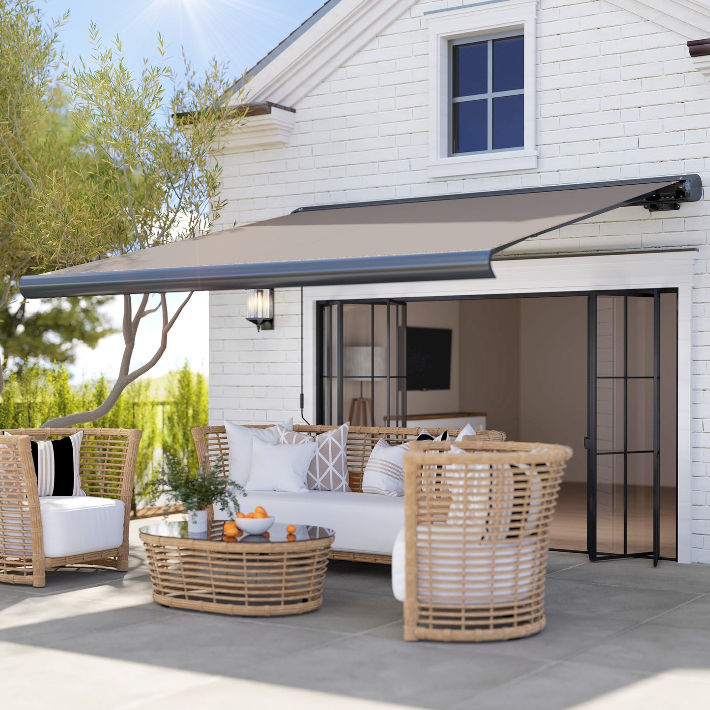 3 x 2.5 m Electric Awning with Remote Controller, Aluminium Frame DIY Retractable Awning